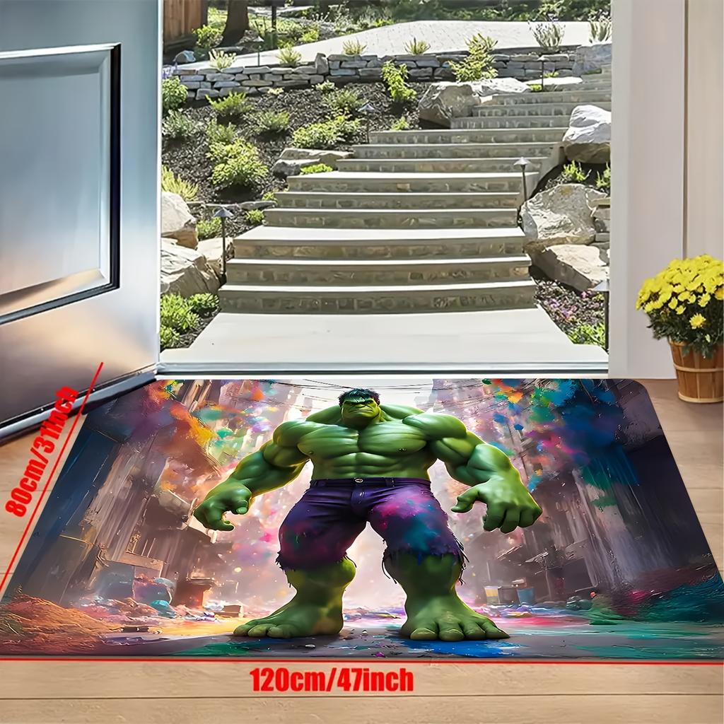Marvel 1pc Cartoon Flannel Rug | Hulk Street Roar - Indoor Entry Mat, Soft Washable Carpet, Durable Living Room and Bedroom Ho