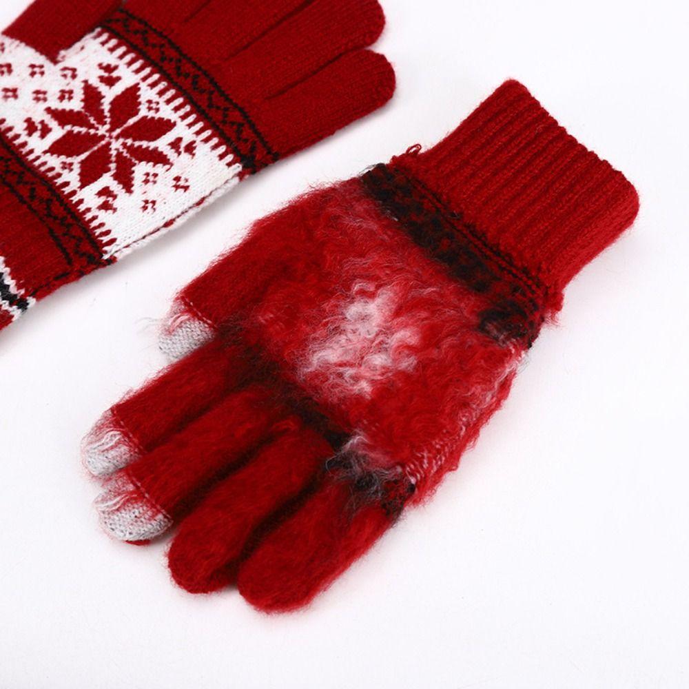 Touch Screen Warm Gloves Thickened Full Finger Mittens Durable Winter Knitted Gloves Winter