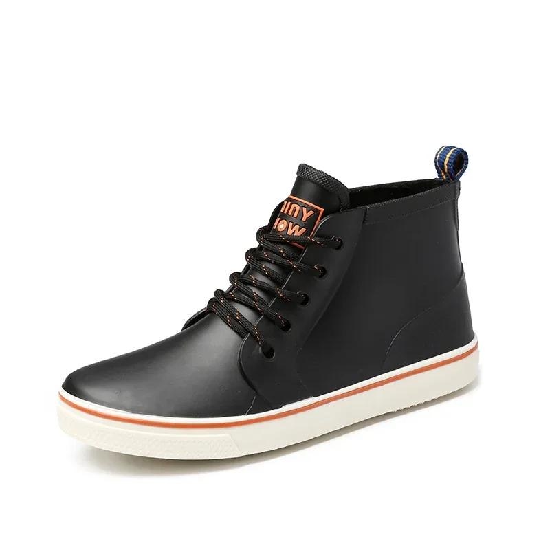 Повседневные резиновые сапоги для отдыха на открытом воздухе, мужские резиновые ботинки, резиновые сапоги до щиколотки, удобные без застежек, обувь для рыбалки, мужские водонепроницаемые рабочие ботинки, обувь для пар