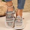 Women's Ethnic Style Printed Canvas Shoes,Casual Lace Up Outdoor Shoes,Lightweight Low Top Sneakers