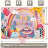 Rainbow Clouds Birthday Banner, Sun Cartoon Backdrop Wall Decor for Party