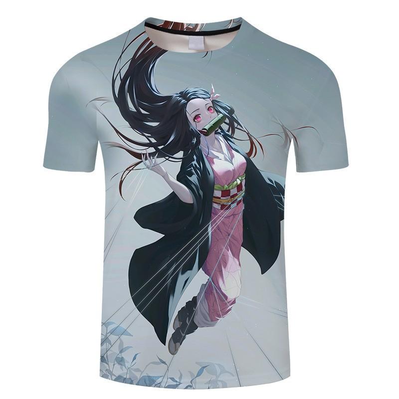 MINISO Anime Demon Slayer 3D T-shirt with Digital 3D Printing Short Sleeved Men's and Women's Couple T-shirt