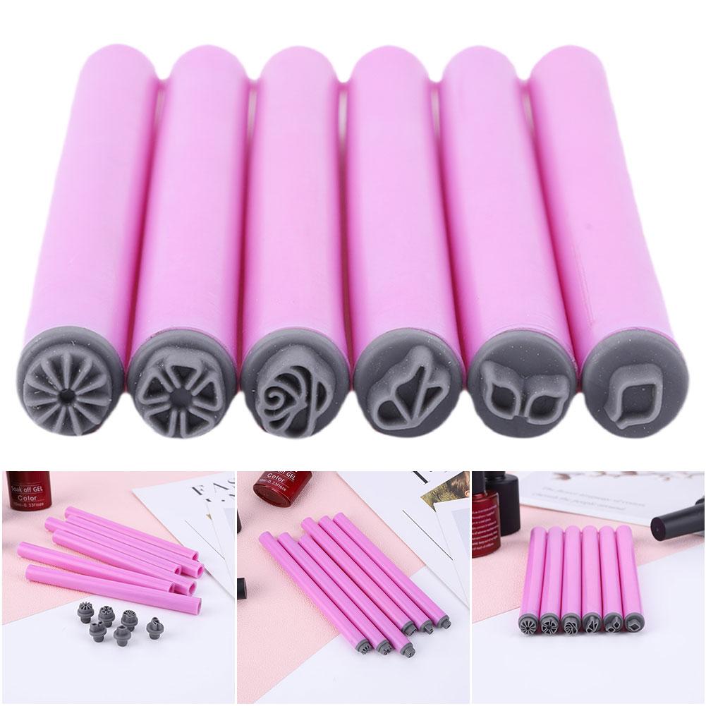 6PCS Nail Art Stamp Pen Set Easy To Use Nail Art Pen Set Nail Stamp Pen DIY Nail Art Tools for Girls and Women Home DIY