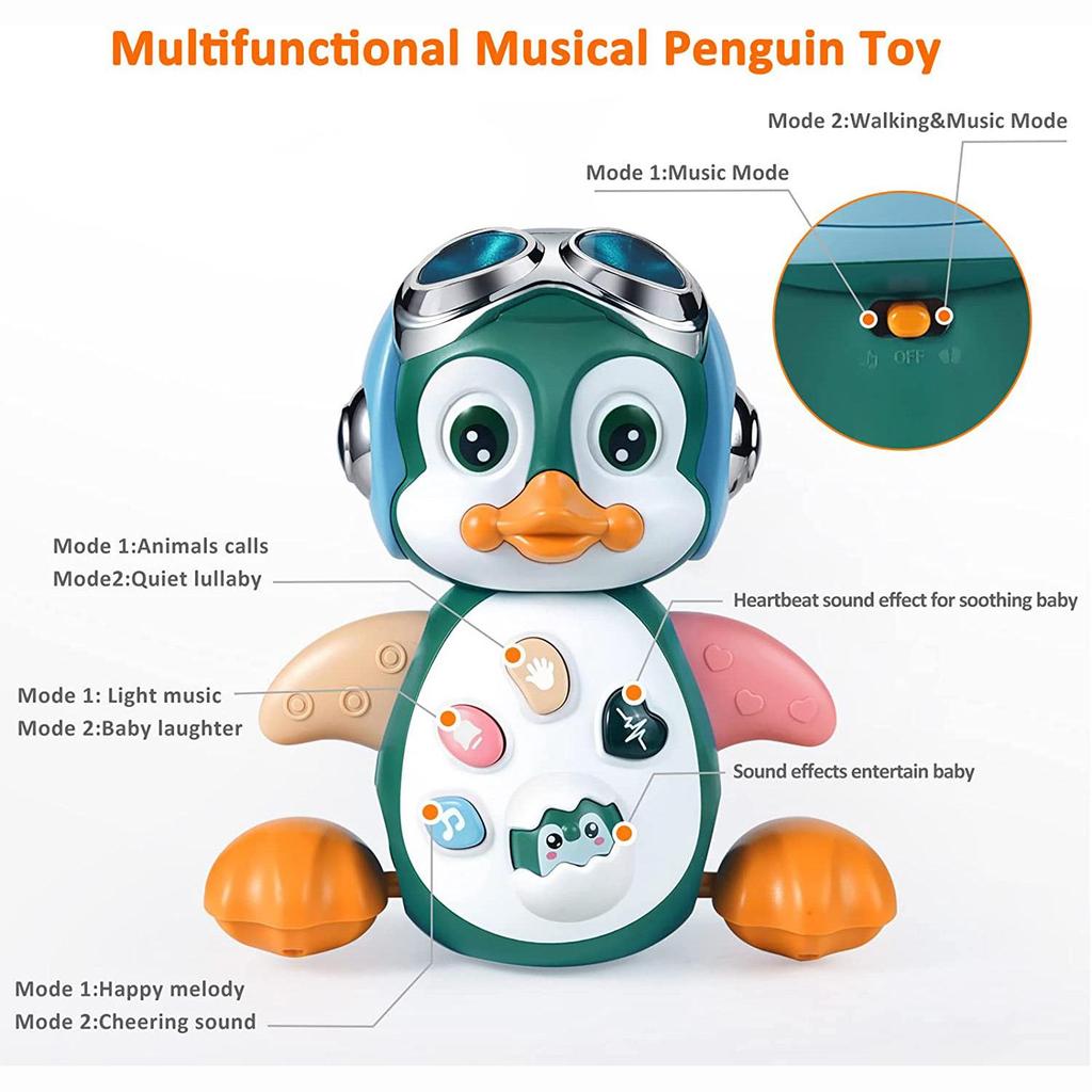 Детские музыкальные игрушки, детская игрушка для ползания со световыми звуками, интерактивный пингвин для раннего обучения, движущаяся детская игрушка для детей от 1 до 3 лет