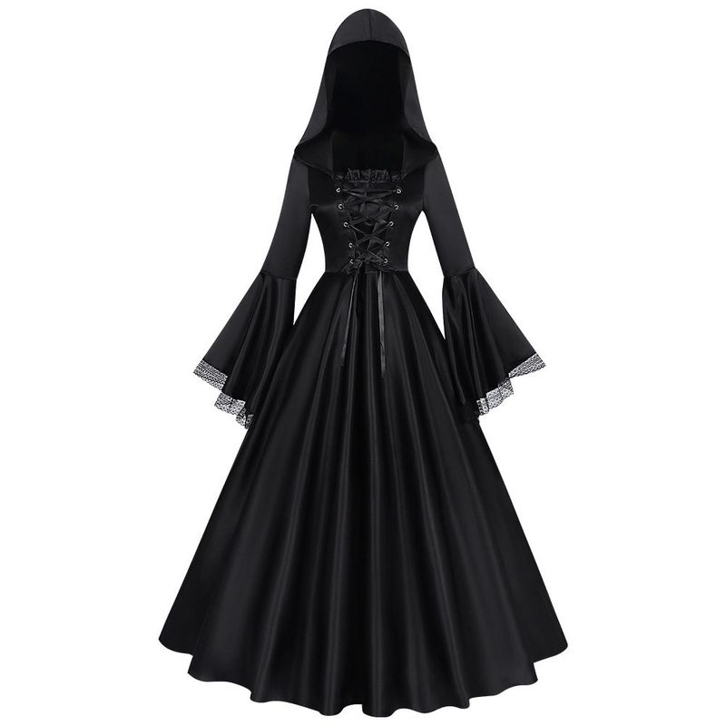 European and American Plus-Size Gothic Long Dress for Women, Renaissance Cosplay Costume, Halloween Ball Cosplay Performance Outfit.