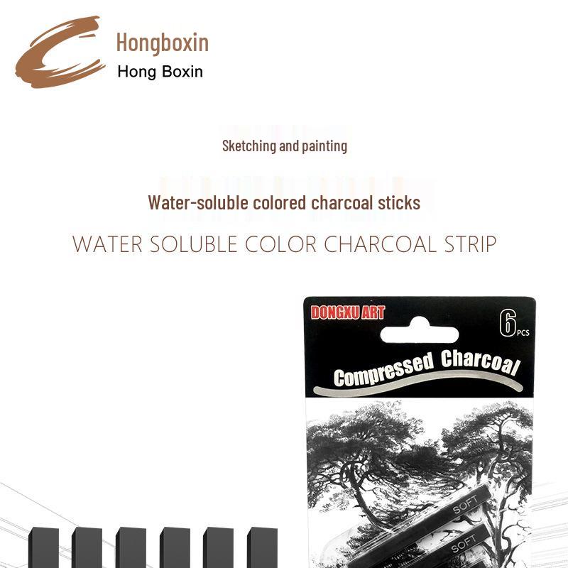 Sketch Square 6-Piece Set: Soft, Medium & Hard Carbon Sticks, Quick Sketch Charcoal & Graphite Pencils for Art & Doodling.