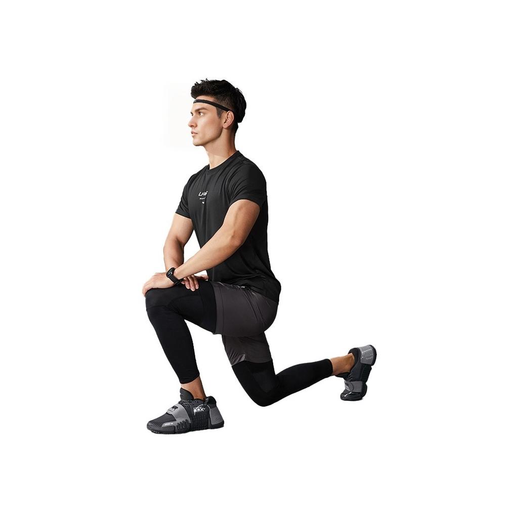 Li-Ning Однотонная футболка с логотипом, круглым вырезом, прохладная, легкая, быстросохнущая, дышащая, для бега, фитнеса, повседневная, с коротким рукавом, унисекс, футболка ASSU604-1