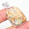 Natural Honey Dendritic Gemstone 925 Sterling Silver Gift Pendant 1.77" H1V53