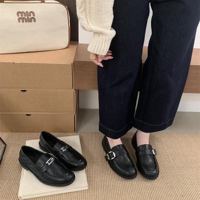 Маленькая внутренняя платформа, золотая пряжка Триумфальной арки, счастливая обувь, женские маленькие кожаные туфли в британском стиле, ретро одинарные туфли