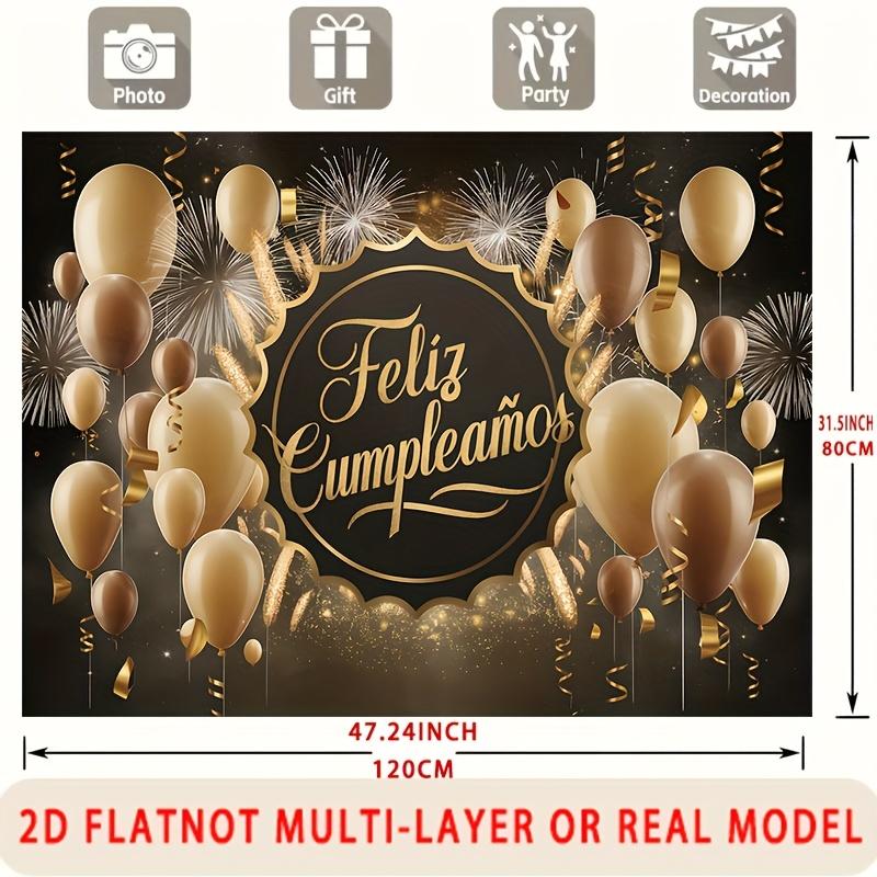 Spanish Feliz Cumplea?os, 1pc Polyester Party Backdrop Banner, Photo Booth Background, Wall Decor