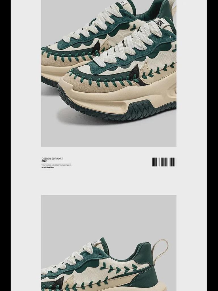 Повседневная мужская спортивная обувь TikTok — толстая подошва, кожаные кроссовки Dad, увеличивающие рост, студенческая обувь с низким верхом