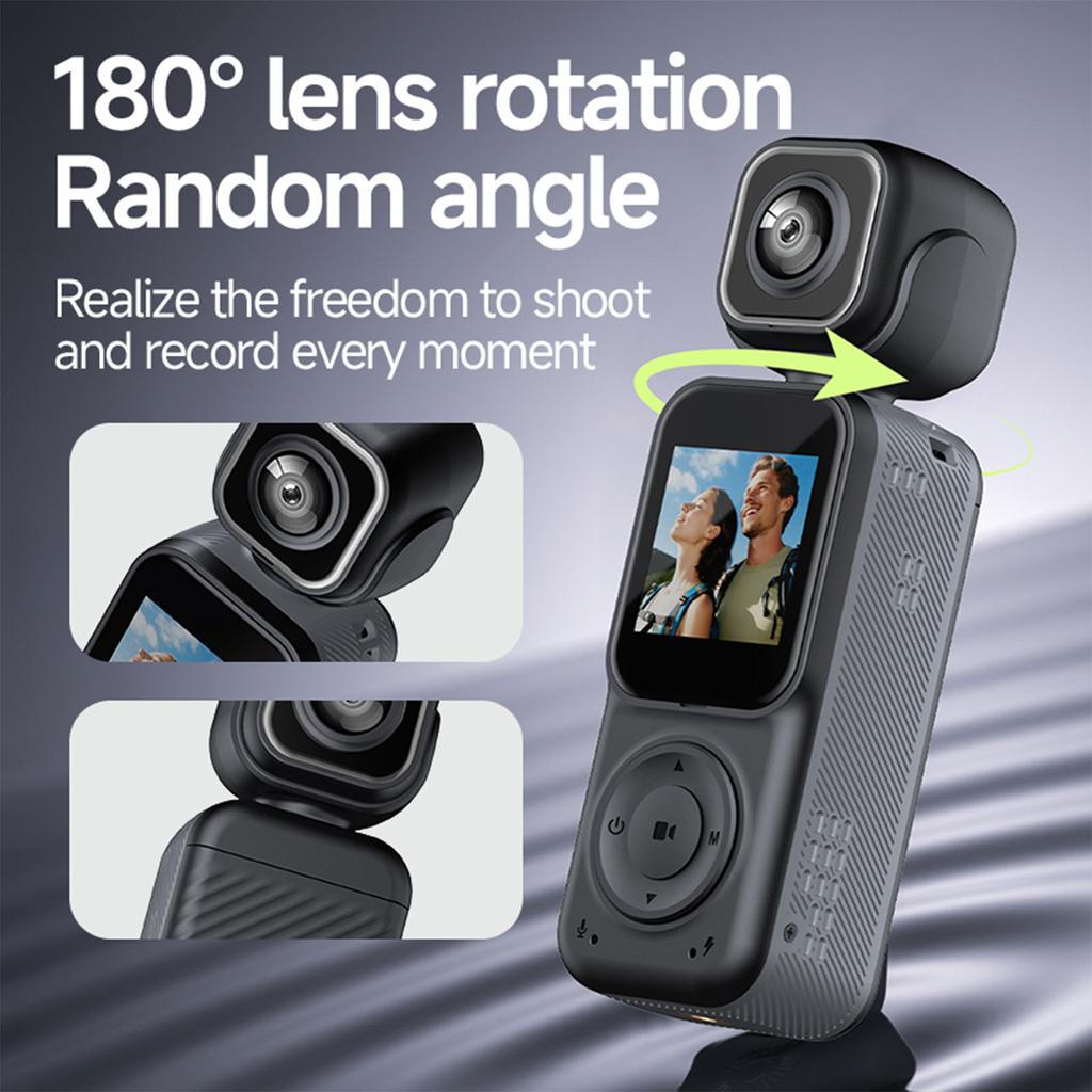 4K Vlogging Camera with Dual Front & Rear Cameras Handheld Portable Video Camera for Sport Bike Travel Polices Law Enforcement