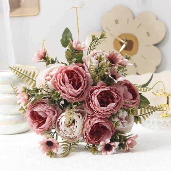 Букеты из искусственных цветов, искусственные ромашки, пионы, букеты, искусственные цветы, центральные украшения для стола, цветочные композиции для дома, свадебные украшения для отеля