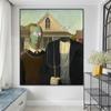 Vintage Portrait Poster American Gothic Art Print Canvas Painting Funny Design Wall Art Abstract Pictures for Gallery Home Decor
