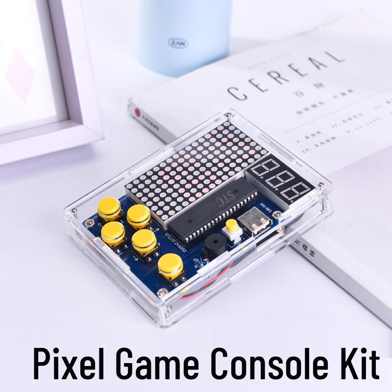 DIY Pixel Game Console Kit with Tetris - 51 Microcontroller & Loose Parts (Model HU-001)