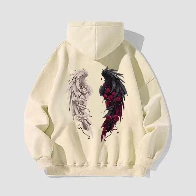 Бархатная толстовка с капюшоном для мужчин и женщин на осень и зиму, свободный крой, принт в виде роз, топ в стиле колледжа