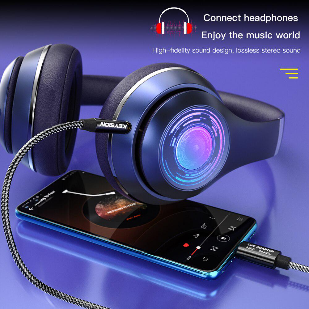 Keysion Amplifier Dac Hifi Earphone Usb Type C To Aux Male Speaker Audio Adapter Car Aux Converter