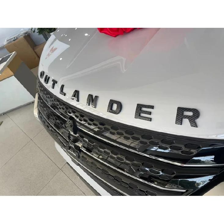 For Mitsubishi Outlander PHEV   ABS Carbon Fiber Front Cover Grill Car  Letter Sticker Trim Car Styling Accessories