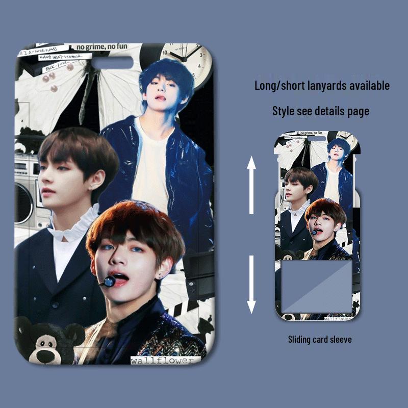 Пластиковый держатель для ID-карты и бейджа Kim Taehyung, скользящий, для студентов/работы/доступа в автобус