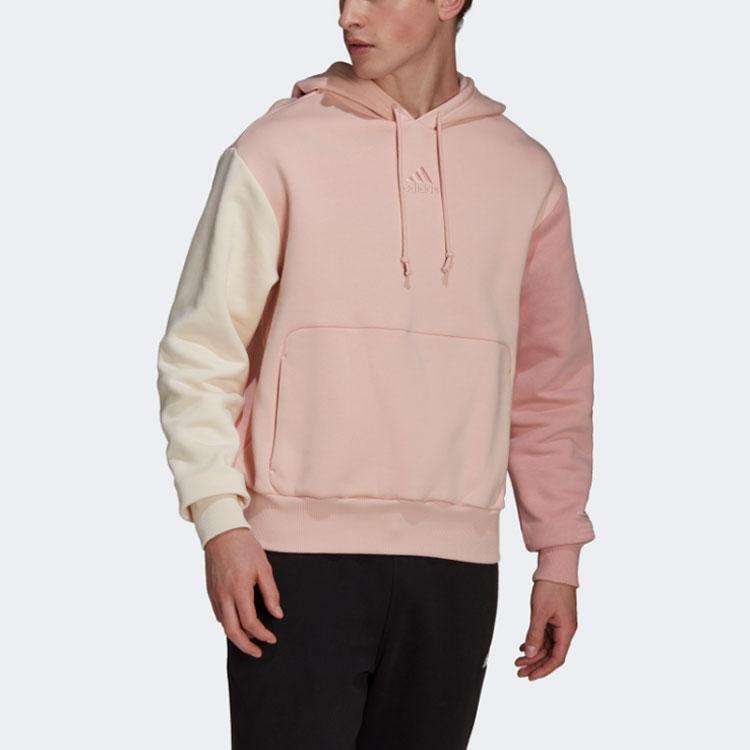 Adidas Свободная спортивная толстовка с капюшоном Colorblock Spliced, мужские топы Vapor-Pink White HU0413