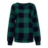 Women's Fashion Plaid Printed Hem Slit Long Sleeve Mid-Long T-shirt