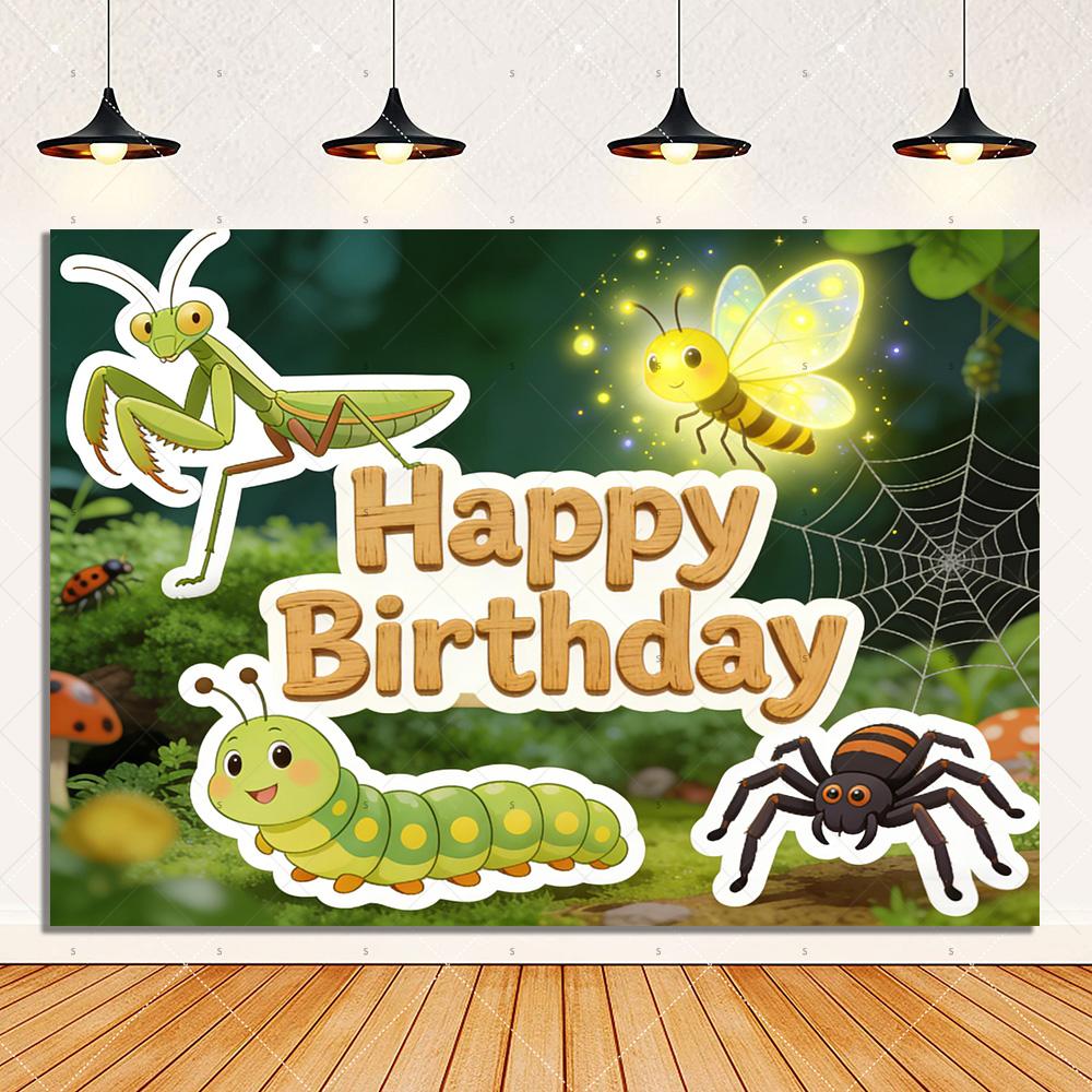 Natural Insects In spring Birthday Party Decoration Disposable Tableware Plate Cup Cartoon Bee Butterfly Backdrop Party Supplies