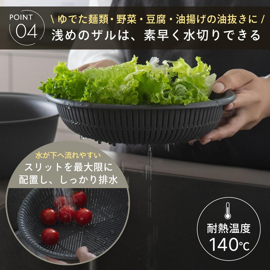 Marna Colander Bowl with Different Depths 21cm with Tray Colander Bowl Set Heat Resistant Bowl Dishwasher Safe Gray K809GY (Microwave Safe/Heat