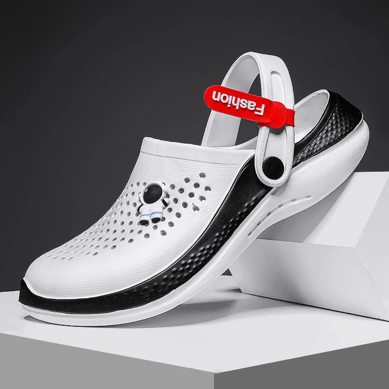 Мужские садовые сабо, летние сандалии для мужчин, модные женские пляжные тапочки, обувь для душа, дышащие сандалии из ЭВА, шлепанцы