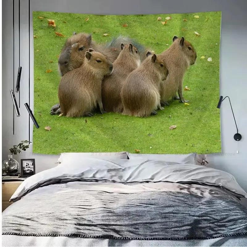 Гобелен с изображением животных капибары, украшение для офиса, гостиной, настенный гобелен для дома