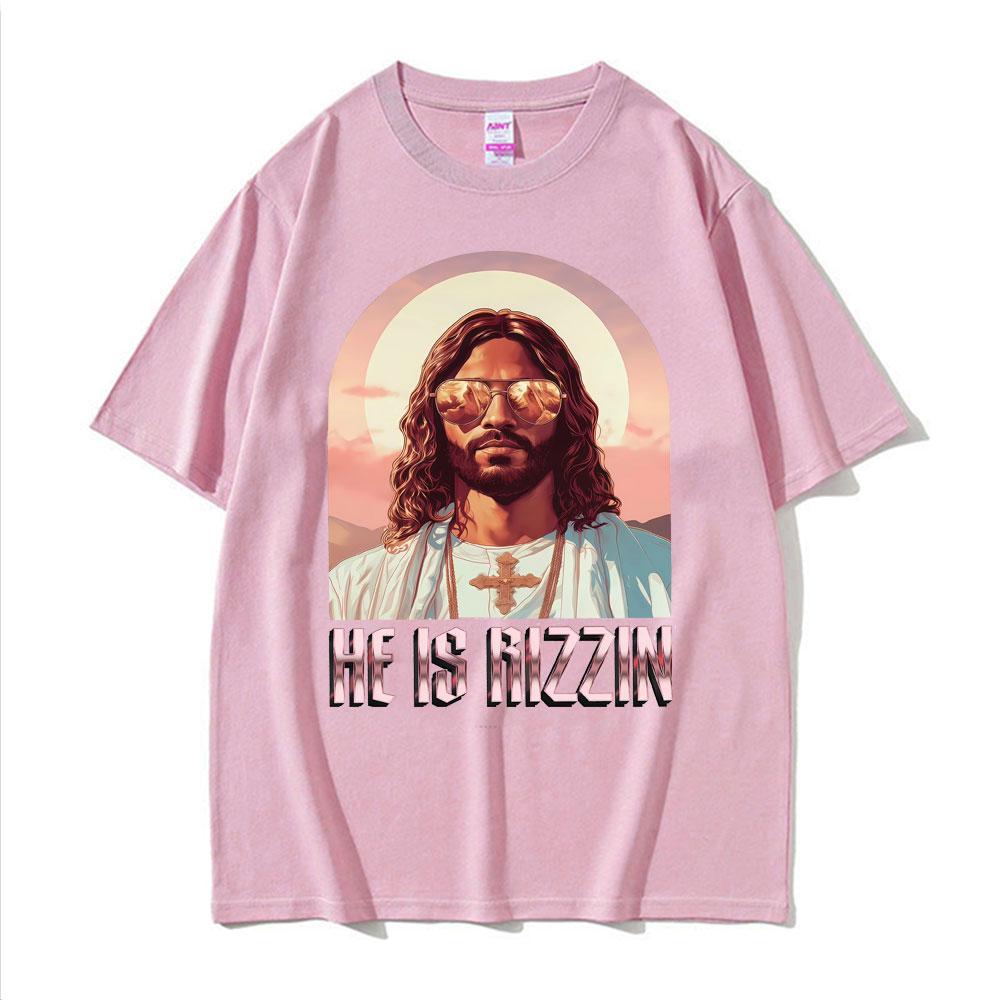He Ls Rizzin Jesus Rap Easter Jesus Shirt TShirt Unisex Clothing Hip Hop Humor Style T Shirt Tops Unisex Comfort 100 Cotton Tees