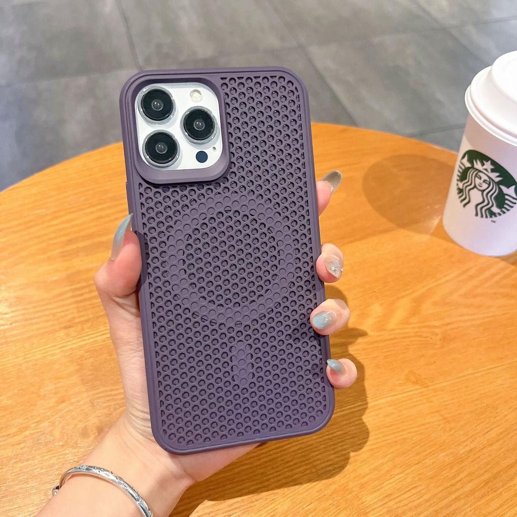 Summer Cooling Magnetic Suction for IPhone15 Mobile Phone Case Mesh Breathable for Apple 14ProMax Anti-fall Protective Case