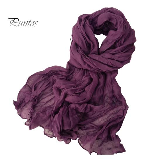 Women Scarf Solid Color Pleated Long Scarf Retro Autumn Winter Warm Long Scarf Soft Vintage Inspired Scarf