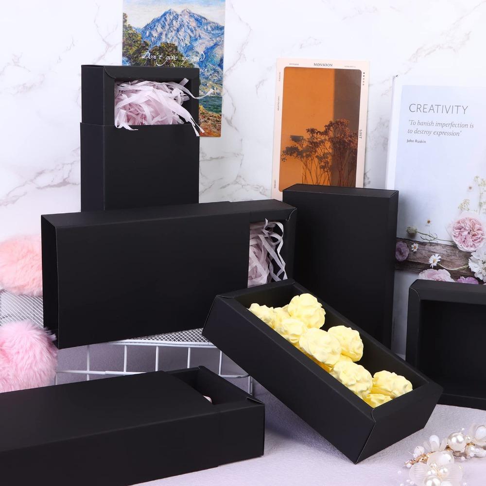 8 шт. Черная коробка-ящик, подарочные коробки из крафт-бумаги, мини-коробки для поделок, картонные коробки, складные коробки для угощений, прямоугольная подарочная упаковочная коробка для поделок, бизнеса, свадьбы