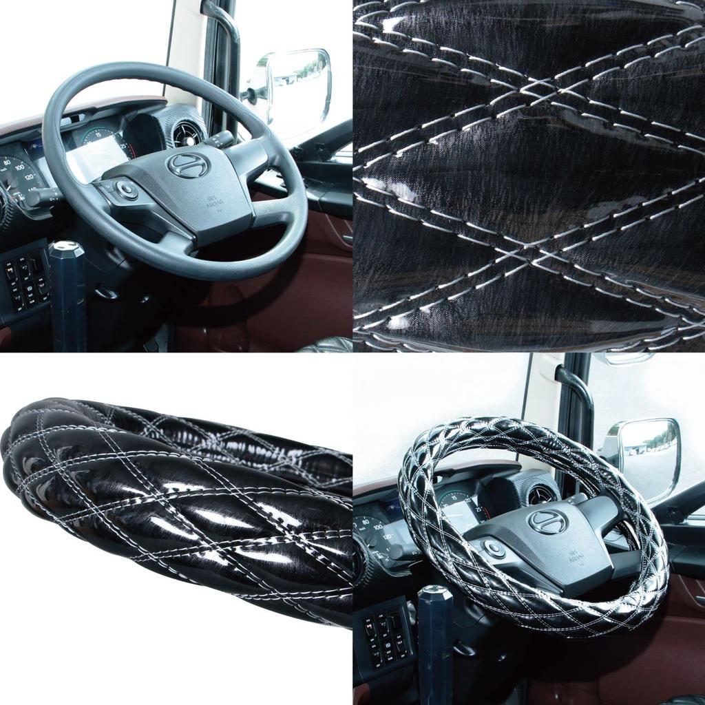 JET INOUE Fuji Double Stitch Steering Wheel 586748 Cover, ML-M Maverick, Black,