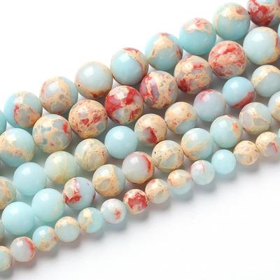 Круглые бусины из натурального камня Яшма Змеиная кожа 15" нить Гладкие Свободные Разделительные бусины 4/6/8/10/12 мм для изготовления ювелирных изделий, браслетов DIY, аксессуары