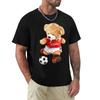 Cute Teddy Bear Playing Soccer T Shirt Harajuku Short Sleeve T-shirt 100% Cotton Graphics Tshirt Tops
