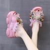 Bow-tie Thick-soled Slippers for Women's Summer Outer Wear, New Fashionable Rhinestone Muffin, Inner Height-increasing Slope Heel Sandals