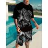 Summer Vibes Men's Trendy Crew Neck Graphic T-Shirt and Shorts Co-ord Set Vibrant Exquisite Prints Breathable Casual Summer Outings