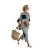 Comfortable seven-quarter sleeve two-piece set Bohemian women's clothing printed casual suit European and American