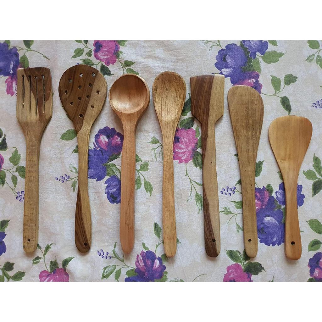 Деревянные сервировочные и кулинарные ложки деревянные коричневые ложки кухонные принадлежности набор из 7 - 8,3 см