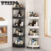 3/4/5 Tier Movable Assemble Slim Kitchen Storage Rack Slide Tower Plastic Bathroom Storage Rack Fridge Side Seam Finishing Plastic Rack with Wheels