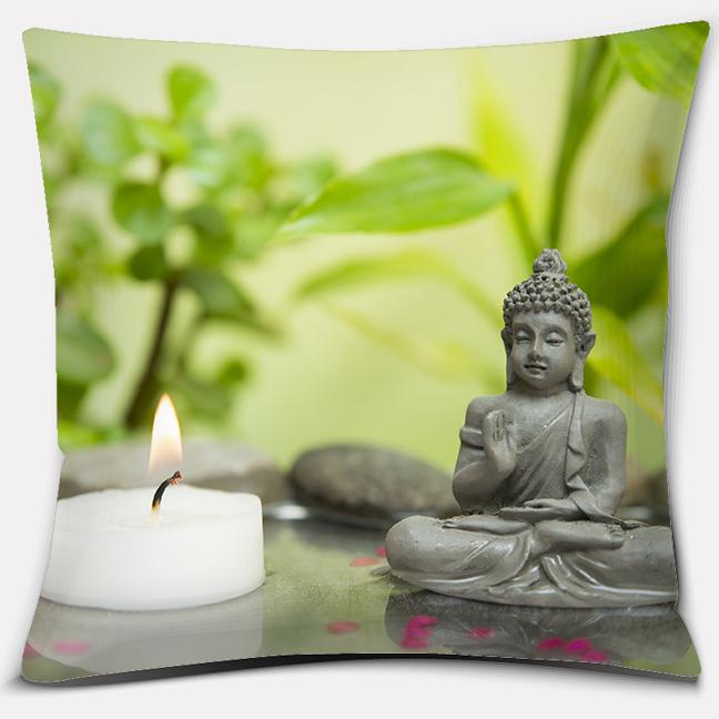 Buddha Zen Stone Flower Series Pillow Gift Home Office Decoration Bedroom Sofa Car Cushion Cover 45x45cm40x40cm