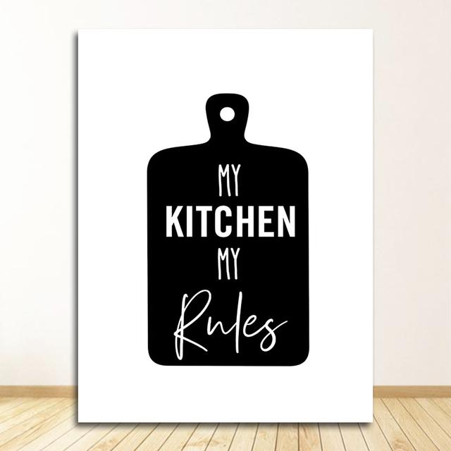 Black White Kitchen Ware Wall Art Canvas Painting Kitchen Quote Posters And Prints Wall Pictures Kitchen Decoration
