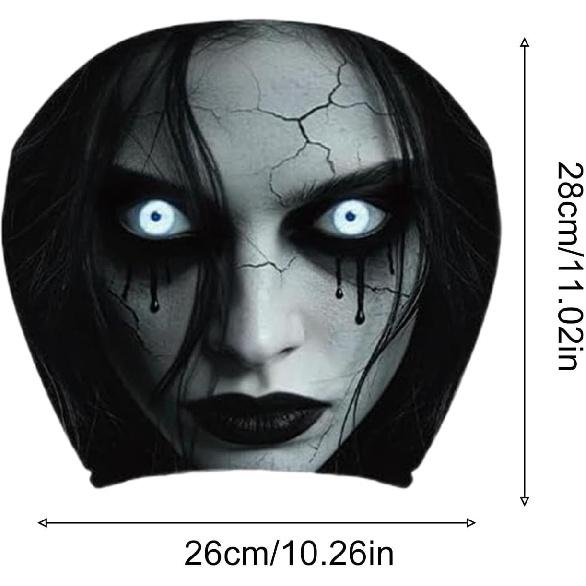 2PCS Ghost Headrest Covers for Car, 26x28cm Scary Face Printing | Auto Seat Cover, Breathable Polyester Spooky Ghost Face Auto Seat Protector,