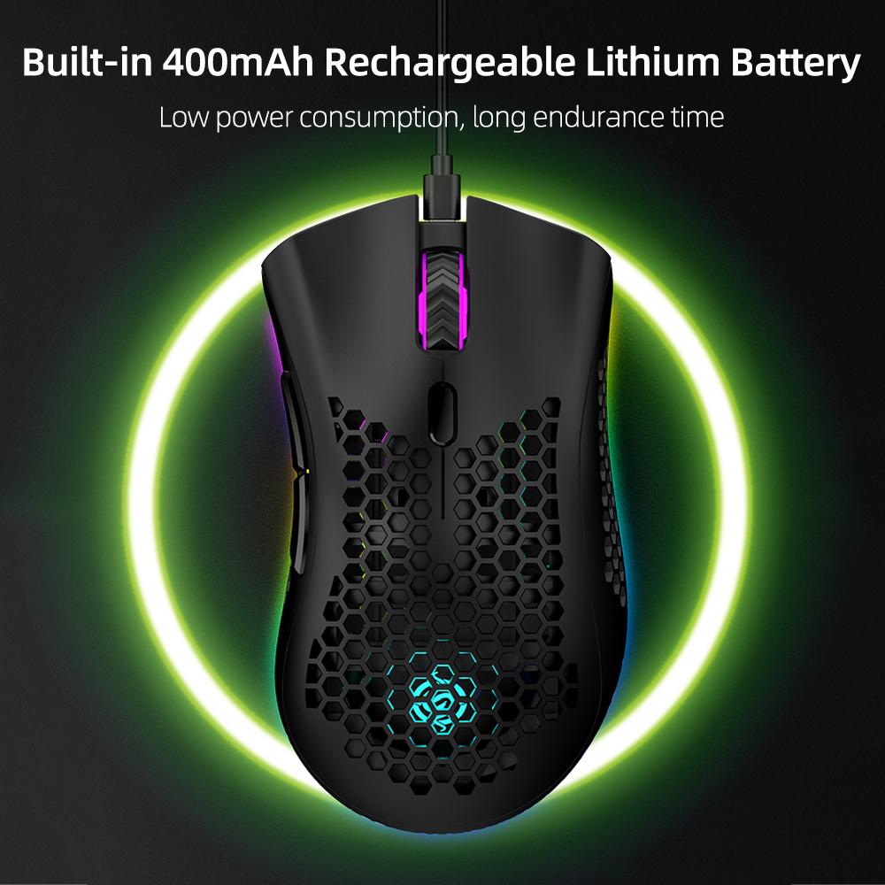 BM600 Wireless Rechargeable Mouse 2.4G+BT5.0 Dual-mode Lightweight Mouse RGB Breathing Light Effect
