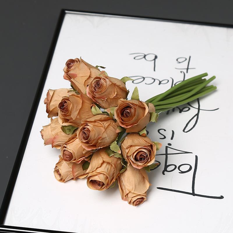 Artificial 12-Head Rose Bouquet for Bridal, Valentine's, Home Decor, Table Centerpiece, or Photography Props.