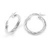 [M9464] - Silver Hoop Earrings 'Torsades' Silver (rhodium-plated) - 2 Cm 3 Mm