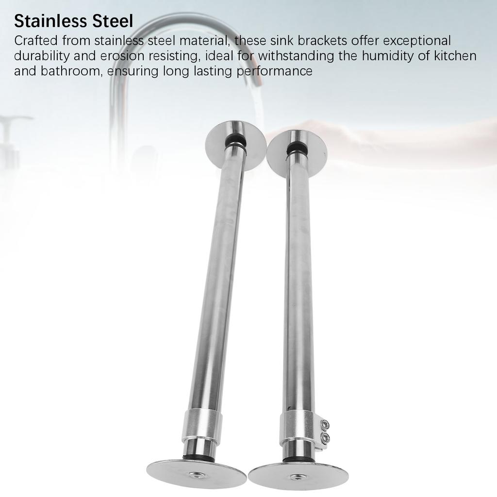 2PCS Undermount Sink Brackets 45-78cm Adjustable Stainless Steel Support Kit for Kitchen and Bathroo
