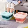 Thickened Portable Foldable Foot Bath Tub with Lid Space Saving Silicone Massage Basin for Home Use