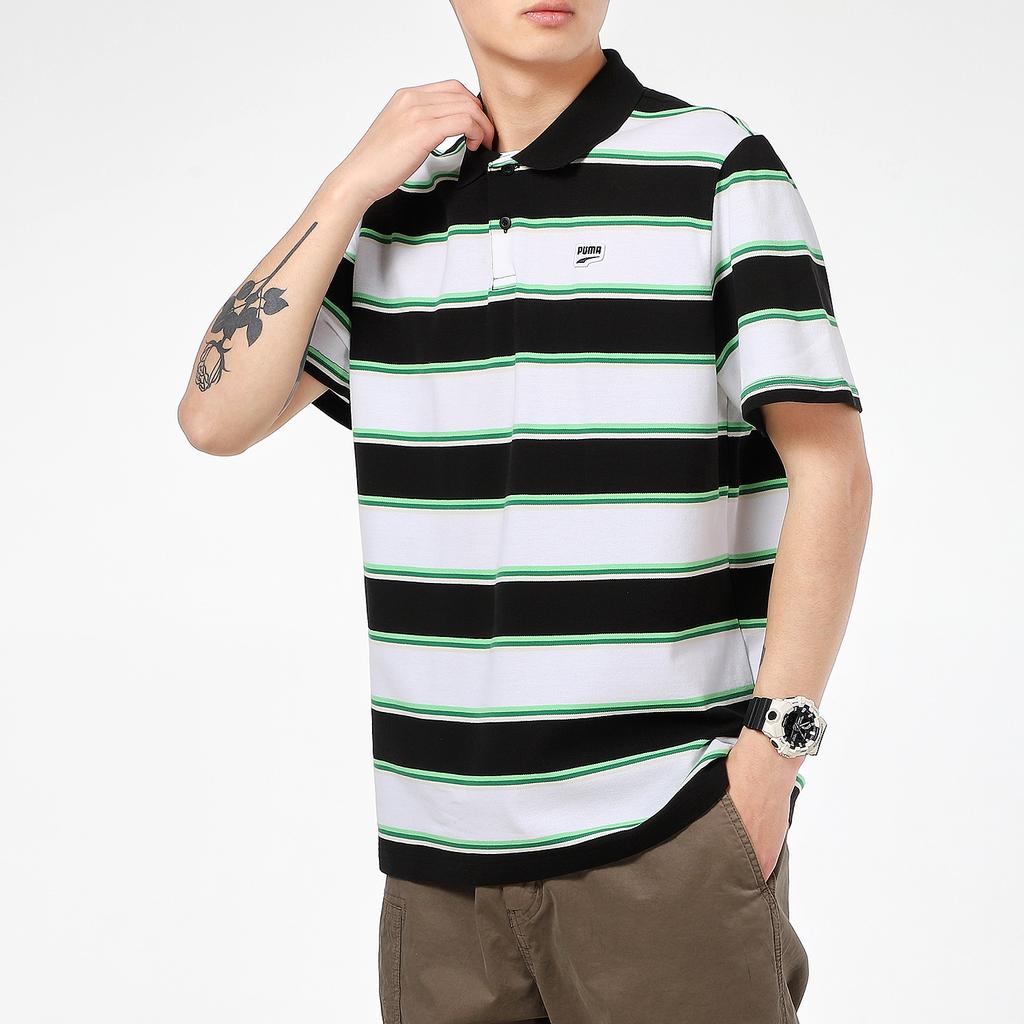 Puma Casual Sports Breathable Striped Short Sleeve Polo Shirt Men Tops Multicolor 599781-02